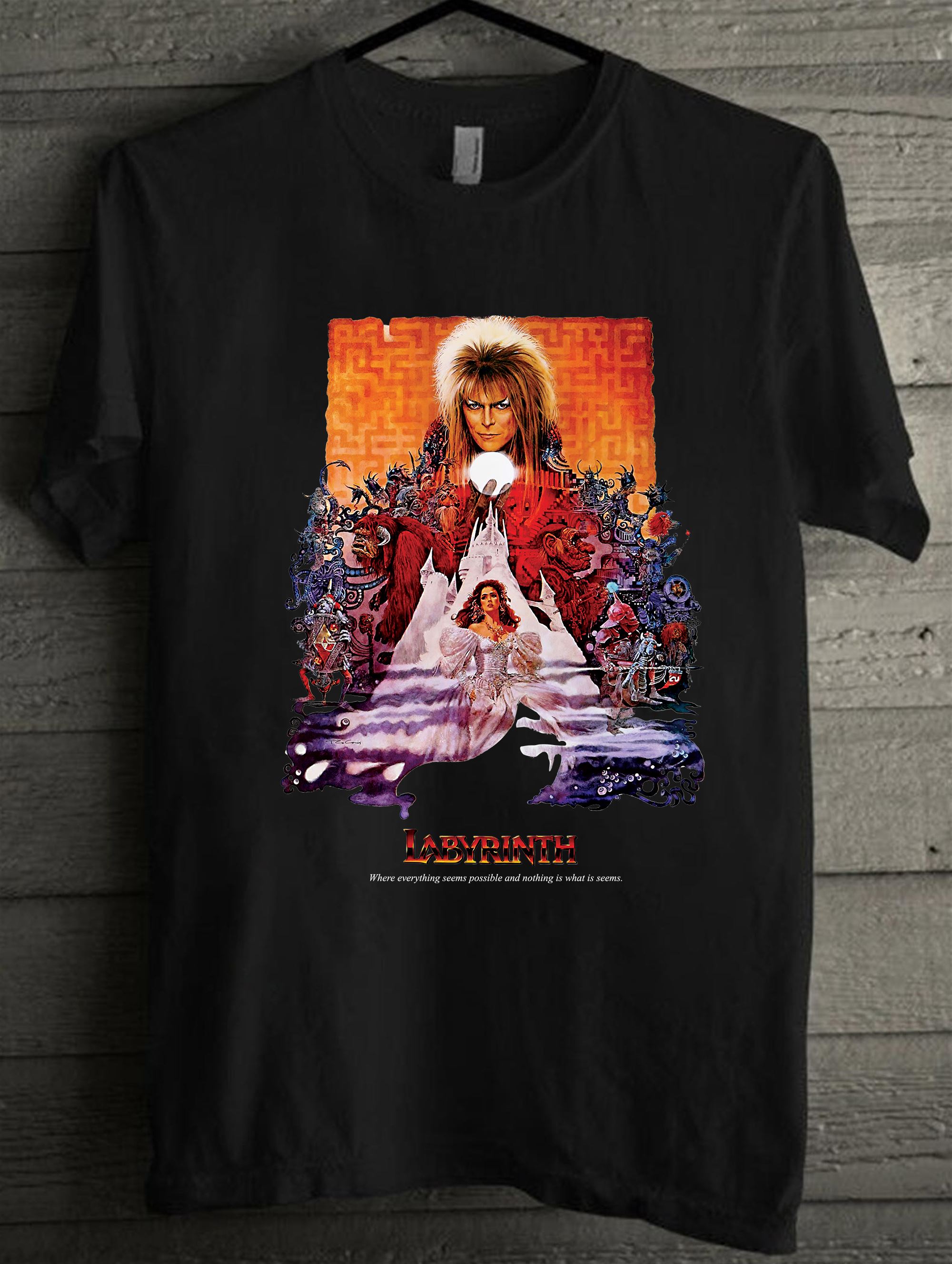 Labyrinth Poster Film 80s Fantasy Vintage T Shirt Labyrinth Movie Shir